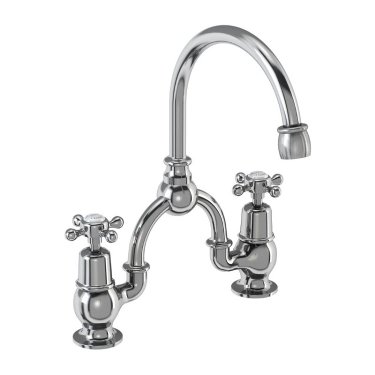 Burlington Claremont 2 Tap Hole Arch Mixer with Curved Spout (200mm centres)